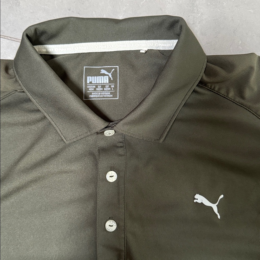 Puma Olive Green Golf Polo. Men’s Large - Picture 2 of 3